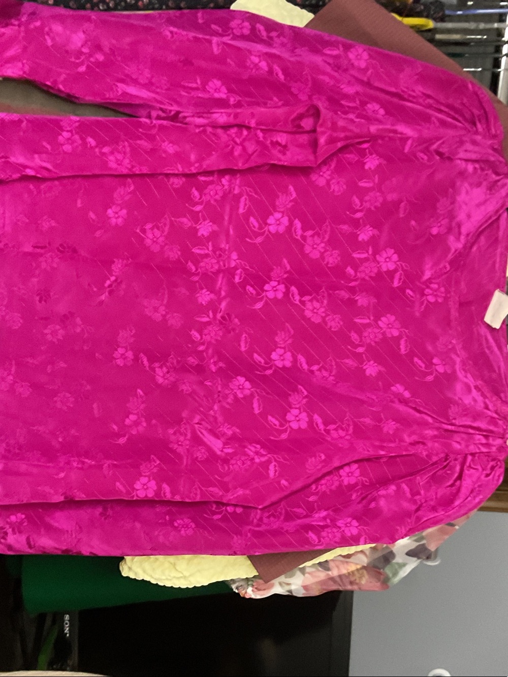 Women's Fuchsia Floral Satin Blouse